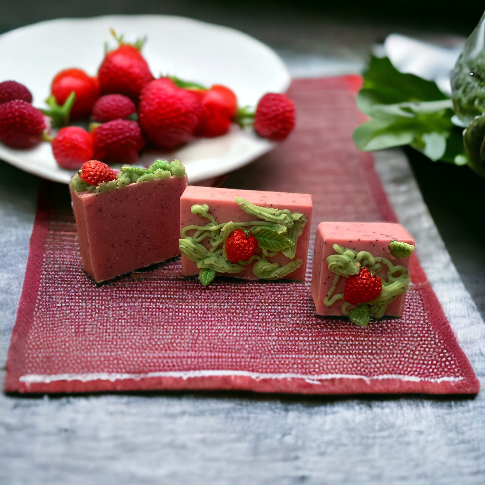 TAP HERE FOR MORE Strawberry Lemonade. This is the Peas Fun soap and comes in 3 different sizes. Small (Hand Soap) Medium (Body Bar) and Large (Brick) 