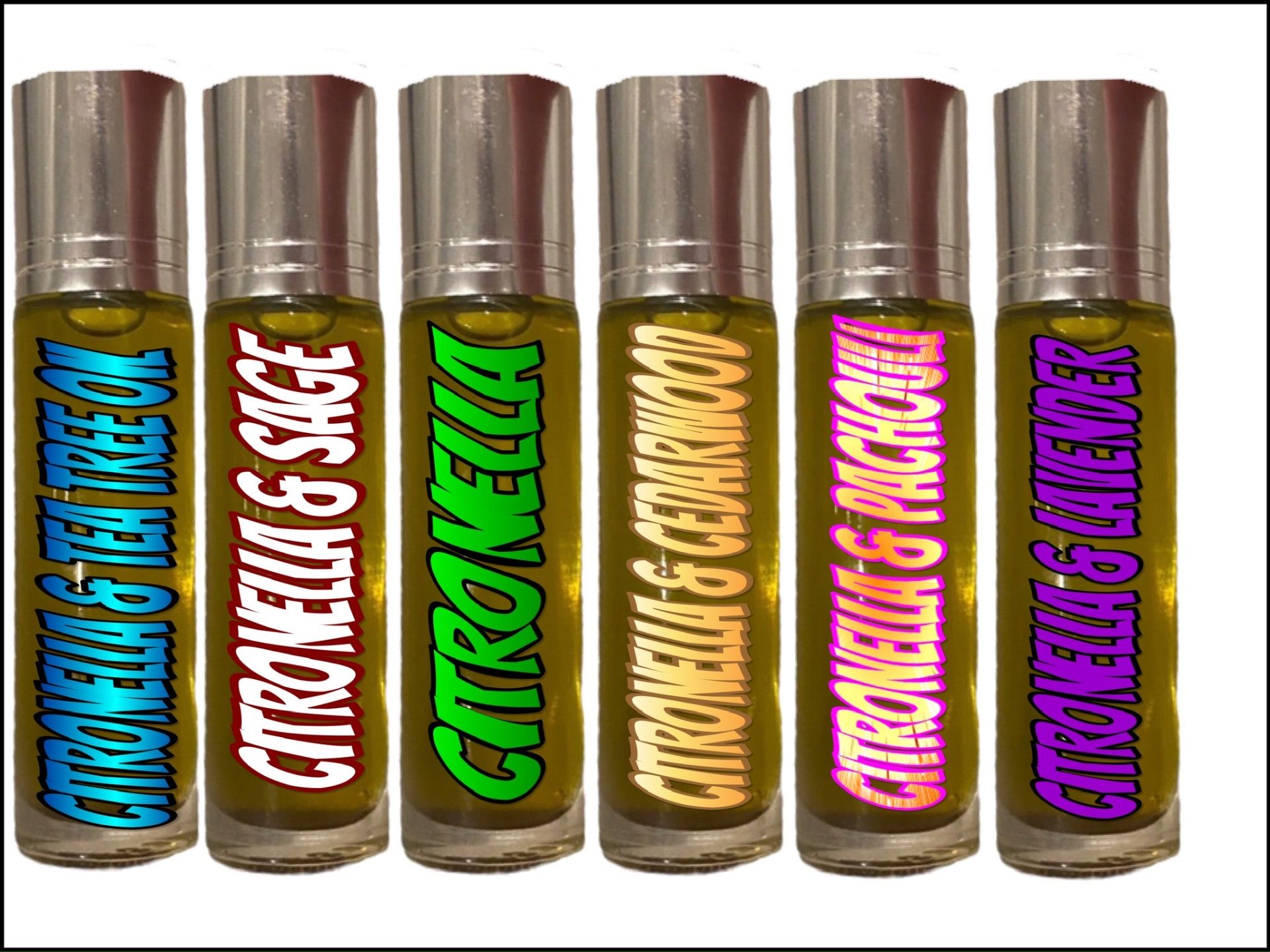 100% All Natural Bug Repellant- This amazing concoction comes in 3 ORIGINAL styles. 1-Citronella 2-Citronella & Cedar Wood (bugs hate this combo) 3-Citronella & Lavender & 3 BRAND NEW styles 1-Citronella & Sage inspired by our Santa Cruz soap. 2-Citronella & Tea Tree Oil inspired by our Wave Soap 3- Citronella & Pachouli w/hemp oil inspired by our Dancing Bear soap