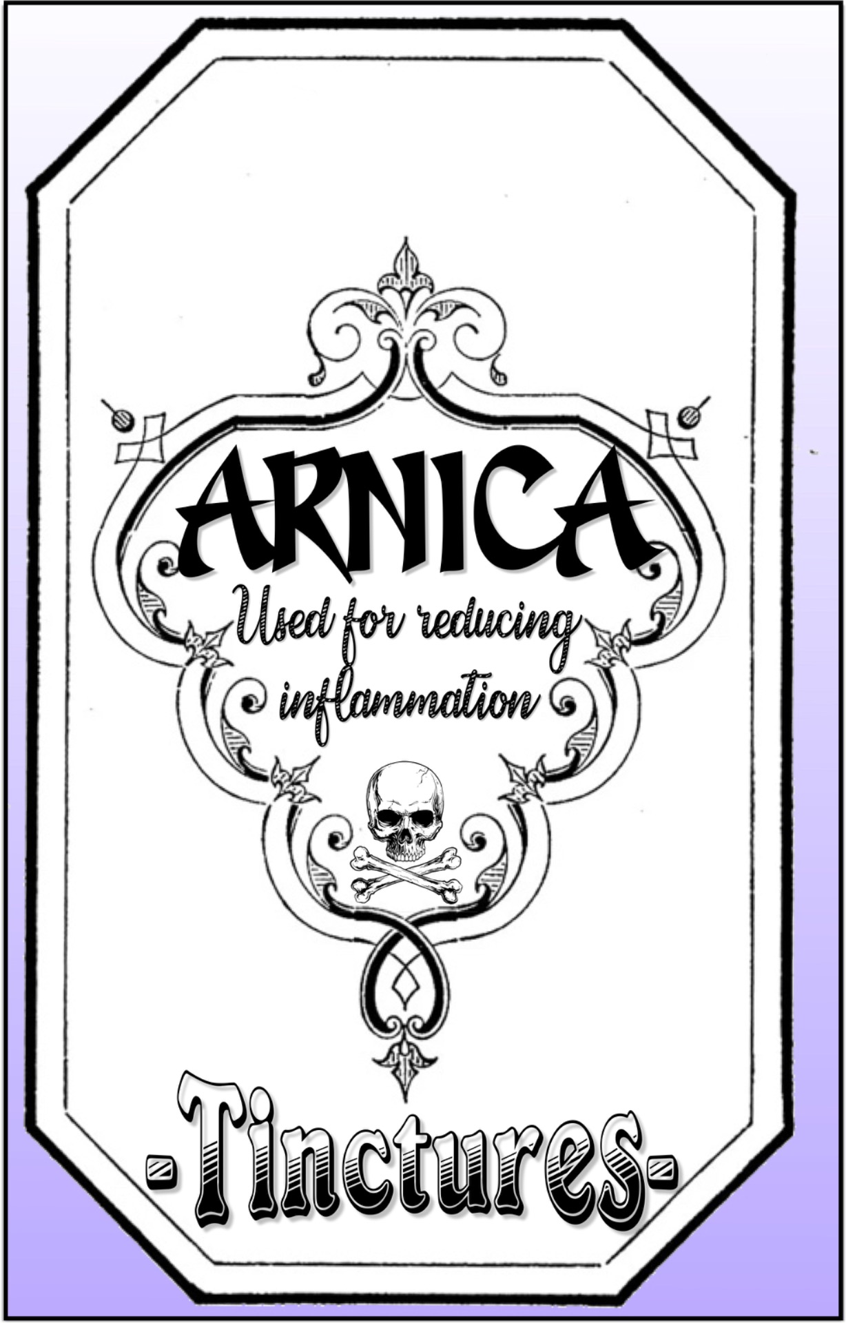 TAP HERE FOR MORE. Tinctures Arnica natural medicines. * Arnica is used topically for a wide range of conditions, including bruises, sprains, muscle aches, wound healing, superficial phlebitis, joint pain, inflammation from insect bites, and swelling from broken bones. More recent studies suggest it may also be helpful in the treatment of burns. Comes in 3 sizes. 